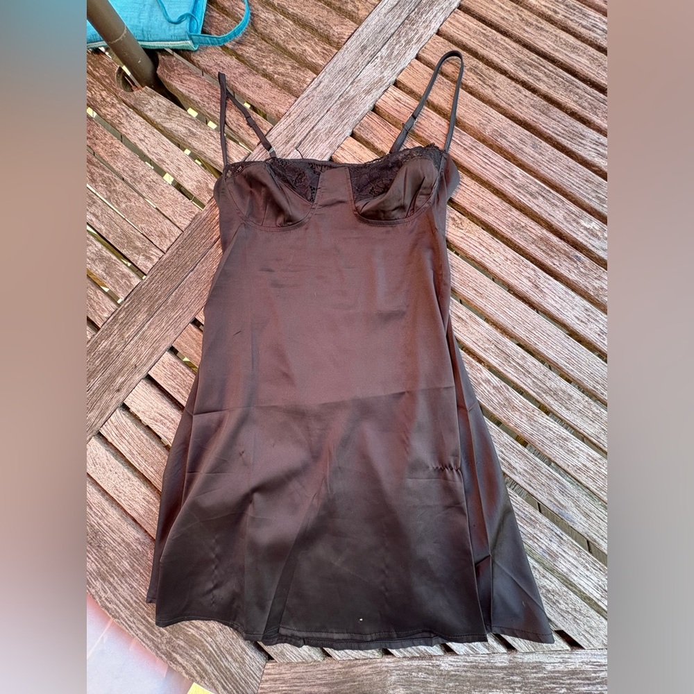 Black Satin Chemise with Sleek Design